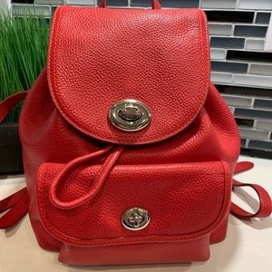 Coach red pebble leather small book-bag backpack